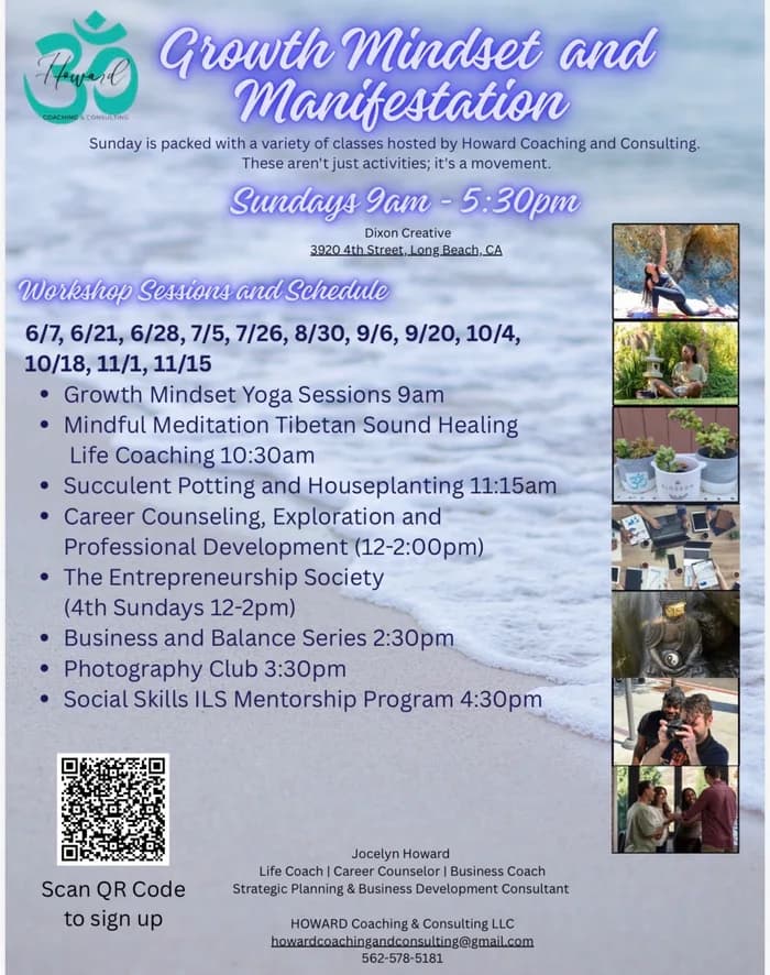 Growth Mindset and Manifestation life coaching workshops — Sundays 9 AM to 5:30 PM